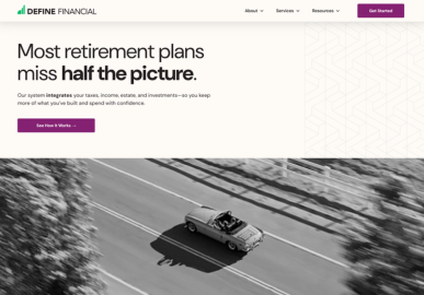 Define Financial 2026 Redesign home page