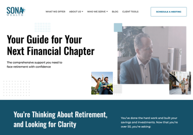 Screenshot of Sona Wealth new website's home page